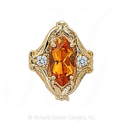 GS251 CIT/D - 14 Karat Gold Slide with Citrine center and Diamond accents 
